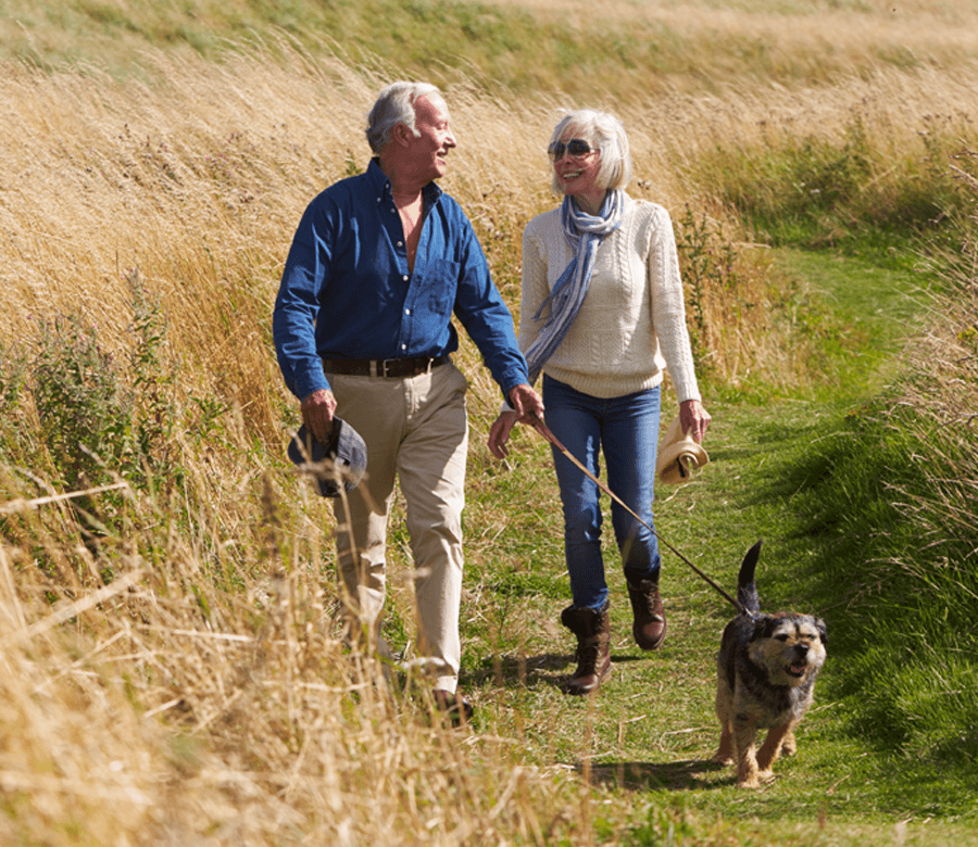 Couple walking in the countryside